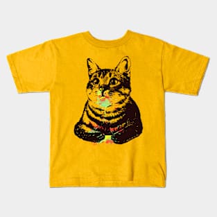 My cat loves watercolor Kids T-Shirt